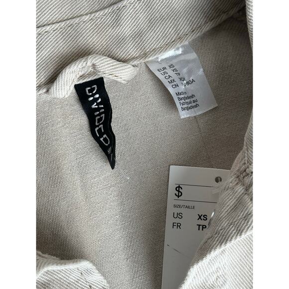 Beige H&M Khaki Button Down Shirt - Size XS - NWT - Picture 4 of 9